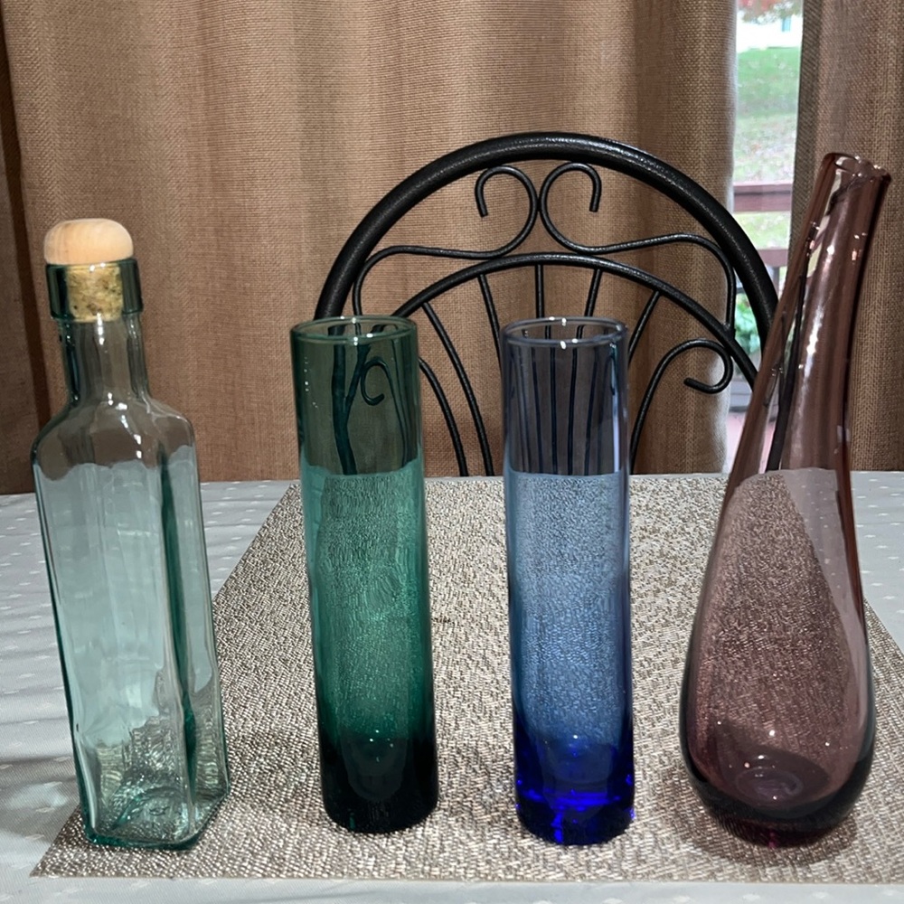 Colored Glass Vase and Storage